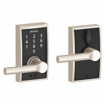 SCHLAGE RESIDENTIAL Electronic Lock Lever Satin Nickel, 457G35