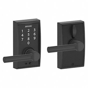 SCHLAGE RESIDENTIAL Electronic Lock Lever Black Powder Coat, 457G38