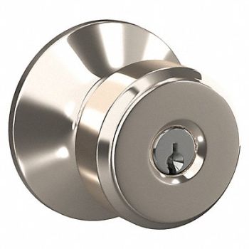 SCHLAGE RESIDENTIAL Knob Lockset Bright Nickel Entrance Gr 2, 457H01