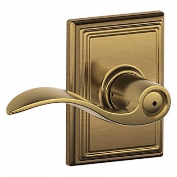 SCHLAGE RESIDENTIAL Door Lever Lockset Antique Brass Privacy, 457H73