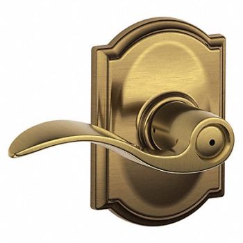 SCHLAGE RESIDENTIAL Door Lever Lockset Antique Brass Privacy, 457H75