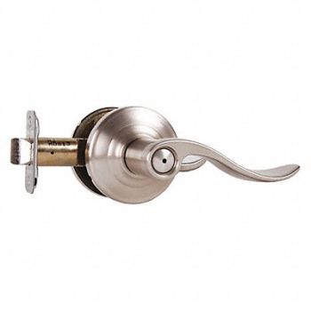 SCHLAGE RESIDENTIAL Door Lever Lockset Satin Nickel Privacy, 457H80