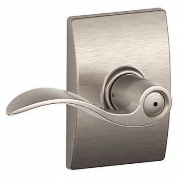SCHLAGE RESIDENTIAL Door Lever Lockset Satin Nickel Privacy, 457H82