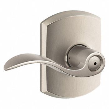 SCHLAGE RESIDENTIAL Door Lever Lockset Satin Nickel Privacy, 457H83