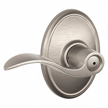 SCHLAGE RESIDENTIAL Door Lever Lockset Satin Nickel Privacy, 457H84