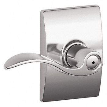 SCHLAGE RESIDENTIAL Door Lever Lockset Bright Chrome Privacy, 457H94