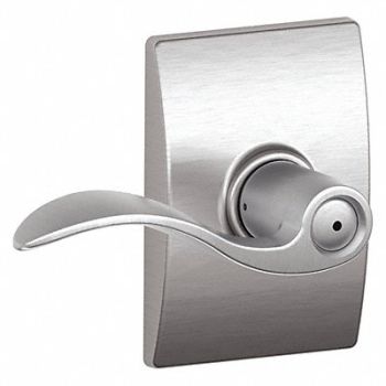 SCHLAGE RESIDENTIAL Door Lever Lockset Satin Chrome Privacy, 457H97