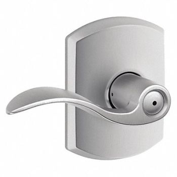 SCHLAGE RESIDENTIAL Door Lever Lockset Satin Chrome Privacy, 457H98