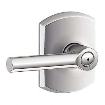 SCHLAGE RESIDENTIAL Door Lever Lockset Bright Chrome Privacy, 457J29