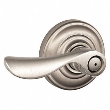 SCHLAGE RESIDENTIAL Door Lever Lockset Satin Nickel Privacy, 457J40