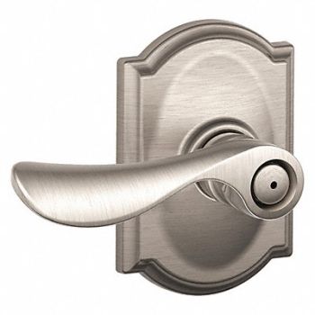 SCHLAGE RESIDENTIAL Door Lever Lockset Satin Nickel Privacy, 457J41