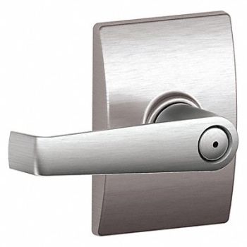 SCHLAGE RESIDENTIAL Door Lever Lockset Satin Chrome Privacy, 457J74
