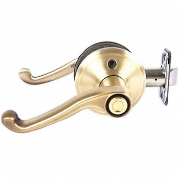SCHLAGE RESIDENTIAL Door Lever Lockset Satin Brass Privacy, 457J80