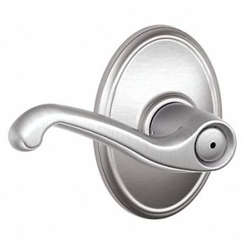 SCHLAGE RESIDENTIAL Door Lever Lockset Satin Chrome Privacy, 457J98