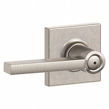 SCHLAGE RESIDENTIAL Door Lever Lockset Satin Nickel Privacy, 457K07