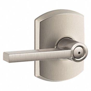 SCHLAGE RESIDENTIAL Door Lever Lockset Satin Nickel Privacy, 457K08