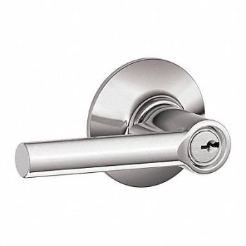 SCHLAGE RESIDENTIAL Lever Lockset Bright Chrome Entrance, 457K37