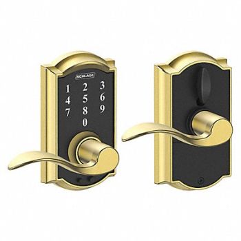 SCHLAGE RESIDENTIAL Electronic Lock Lever Bright Brass, 457K53