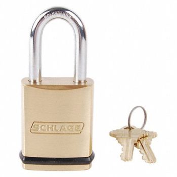SCHLAGE Keyed Padlock 3/4 Rectangle Gold, 457K72