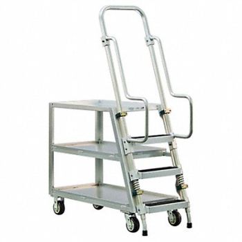 GRAINGER APPROVED Ladder Cart 3 Shelves 800 lb Ld Cap., 459V61