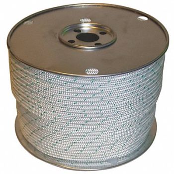 GRAINGER APPROVED Rope 600ft Wht/Grn Tracer 1260lb Polystr, 45AV62