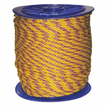 GRAINGER APPROVED Rope 600ft Mgnta/Yllw 160lb. Polyprpylne, 45AV10