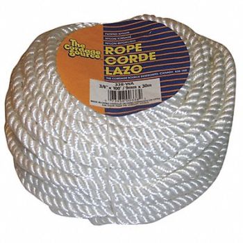 GRAINGER APPROVED Rope 100ft Wht 580lb. Nylon, 45AV69