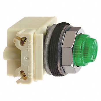SCHNEIDER ELECTRIC Pilot Light LED Green 120V Fresnel Lens, 45C475