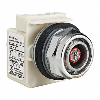 SCHNEIDER ELECTRIC Pilot Light LED Red 120VAC/DC No Lens, 45C477