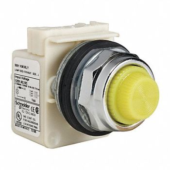 SCHNEIDER ELECTRIC Pilot Light LED Yellow 120V Fresnel Lens, 45C483