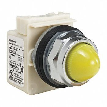 SCHNEIDER ELECTRIC H4515 Pilot Light LED Yellow 120V Domed Lens, 45C484
