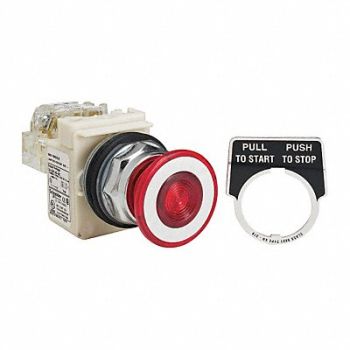 SCHNEIDER ELECTRIC Illuminated Push Button 30mm 1NO/1NC Red, 45C525