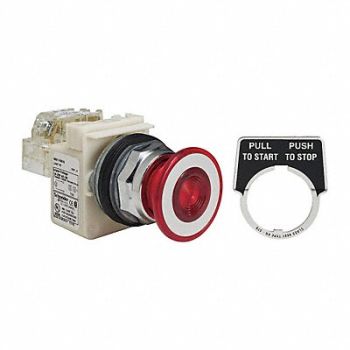 SCHNEIDER ELECTRIC Illuminated Push Button 30mm 1NO/1NC Red, 45C526