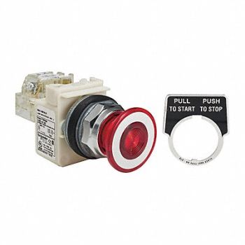 SCHNEIDER ELECTRIC Illuminated Push Button 30mm 1NO/1NC Red, 45C529