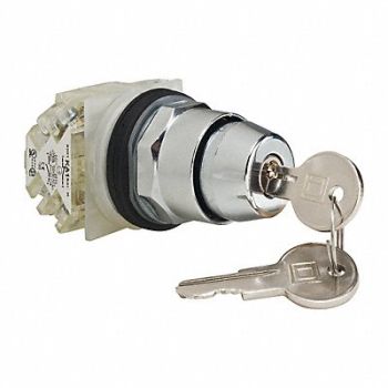 SCHNEIDER ELECTRIC Non-Illum Selectr Switch 2P Chrome Cam E, 45C538