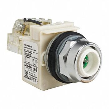 SCHNEIDER ELECTRIC Push to Test Pilot Light Green LED, 45C562