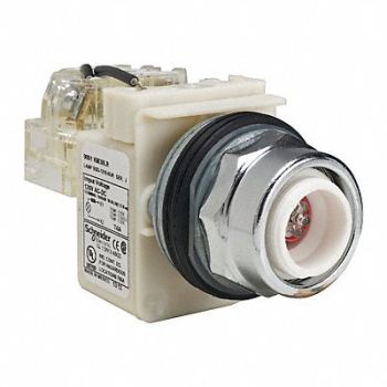 SCHNEIDER ELECTRIC Push to Test Pilot Light Red LED, 45C564