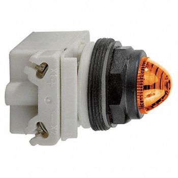 SCHNEIDER ELECTRIC H4506 Pilot Light Incan Amber Domed Lens, 45C603