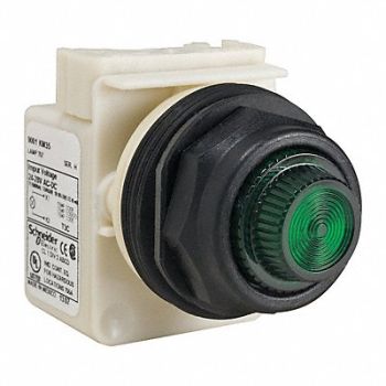 SCHNEIDER ELECTRIC Pilot Light Incan Green 24-28VAC/DC, 45C610