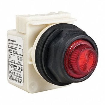 SCHNEIDER ELECTRIC Pilot Light LED Red 24-28V Fresnel Lens, 45C615