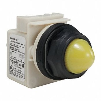 SCHNEIDER ELECTRIC H4515 Pilot Light LED Yellow 24-28V Domed Lens, 45C617
