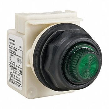 SCHNEIDER ELECTRIC Pilot Light Incan Green Fresnel Lens, 45C619