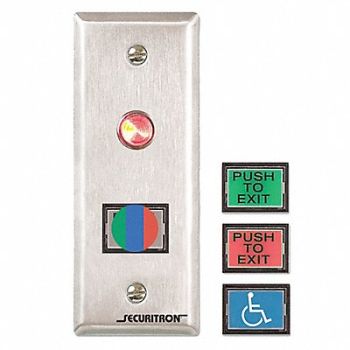 SECURITRON Push to Exit Button DPST Narrow Stile 3A, 45CG19