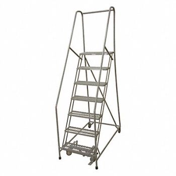 COTTERMAN Rolling Ladder 100 in H 7 Steps Rubber, 45CJ28