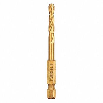 DEWALT Drill Bit 3 in L HSS 3/16 in Size, 45CY64