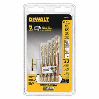 DEWALT Impact Drill Bit Set HSS Titanium 5 Pc., 45CY80