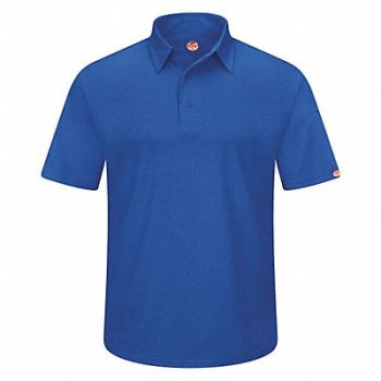 RED KAP Short Sleeve Polo 2XL Royal Blue Button, 45EY23