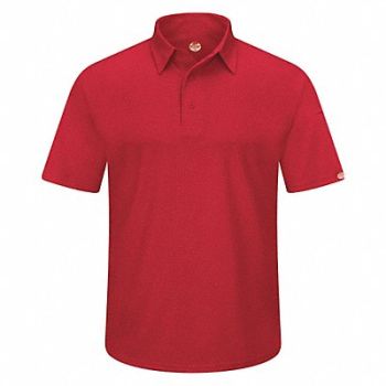 RED KAP Short Sleeve Polo Sz 2XL Red Polyester, 45EY32