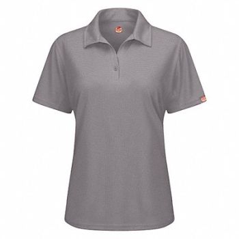 RED KAP Short Sleeve Polo Wmn 2XL Gray Polyester, 45EY64