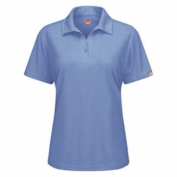 RED KAP Short Sleeve Polo Womens S Blue Button, 45EY68
